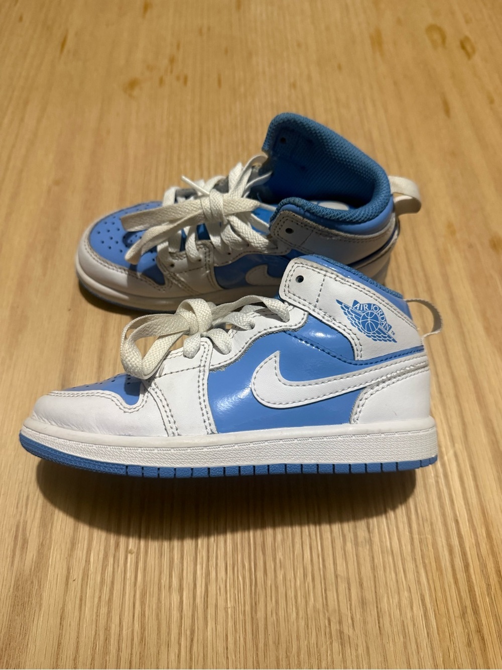 Jordan Kids Mid-Top Sneakers in White and Light Blue